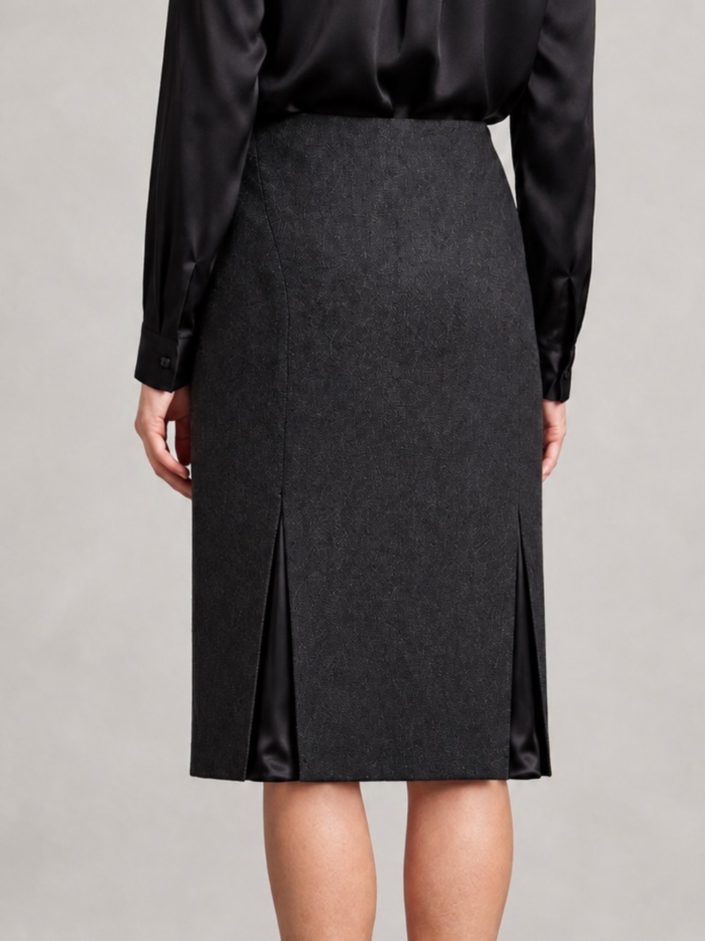 MaxMara Virgin Wool & Cashmere Pencil Midi Skirt Size 4 Charcoal Made in Italy